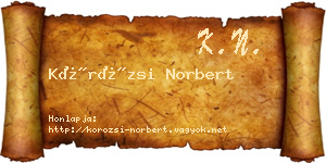 Körözsi Norbert névjegykártya